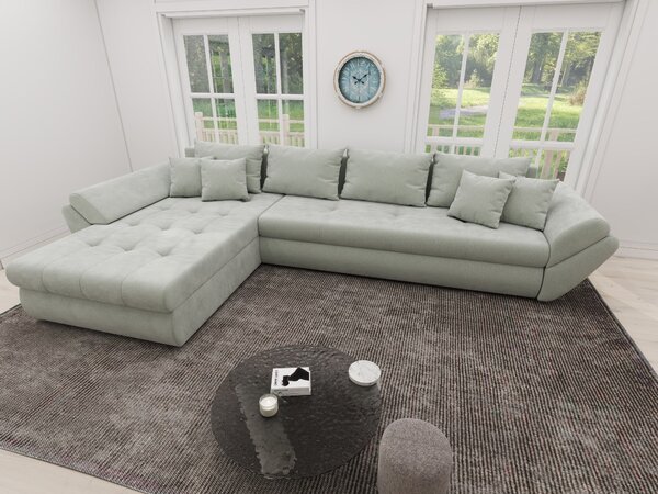 Colțar extensibil dumonde cu ladă de depozitare Loana XL Vibe Mint 335x185 cm