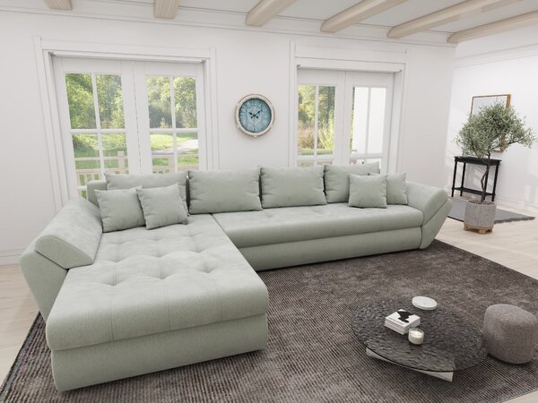 Colțar extensibil dumonde cu ladă de depozitare Loana XL Vibe Mint 335x185 cm