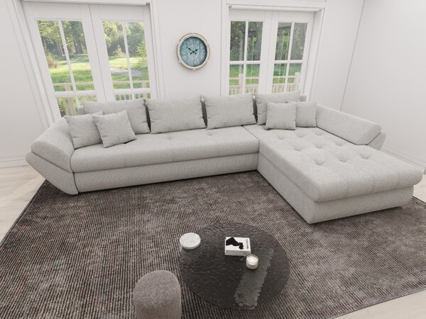 Colțar extensibil dumonde cu ladă de depozitare si sezut confortabil din spuma high-density, Loana XL Vibe Bej 03 II 335x185 cm
