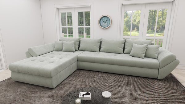 Colțar extensibil dumonde cu ladă de depozitare Loana XL Vibe Mint 335x185 cm