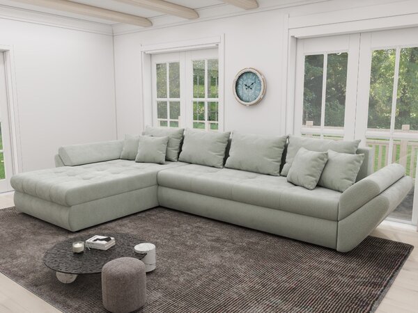 Colțar extensibil dumonde cu ladă de depozitare Loana XL Vibe Mint 335x185 cm