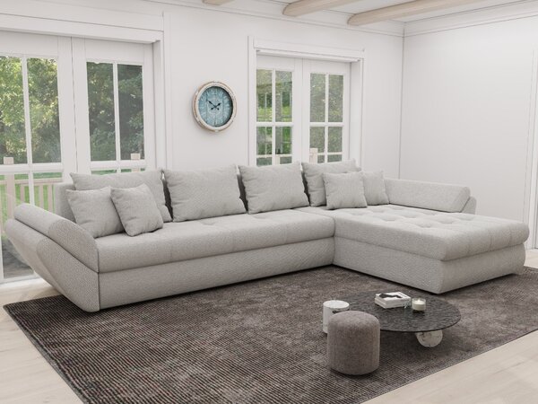 Colțar extensibil dumonde cu ladă de depozitare si sezut confortabil din spuma high-density, Loana XL Vibe Bej 03 II 335x185 cm
