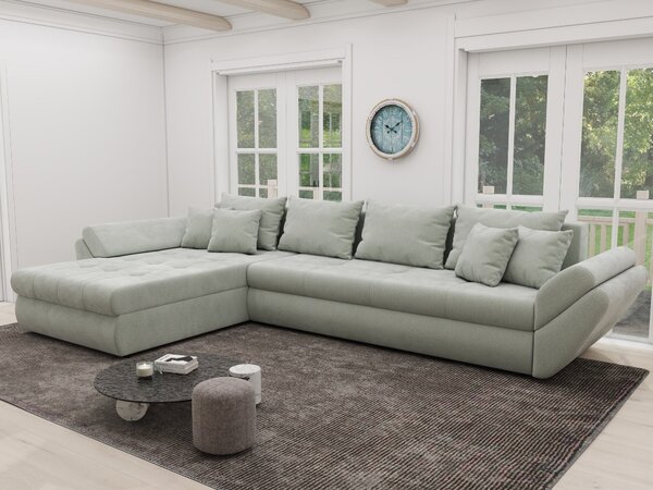 Colțar extensibil dumonde cu ladă de depozitare Loana XL Vibe Mint 335x185 cm