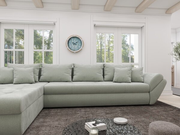 Colțar extensibil dumonde cu ladă de depozitare Loana XL Vibe Mint 335x185 cm