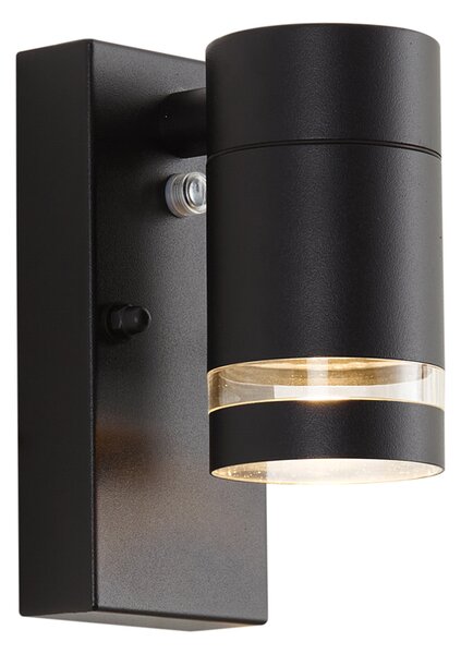 Lampă modernă de perete pentru exterior neagră IP44 cu senzor crepuscular - Ensam
