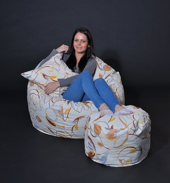 Set Fotoliu Matusalem cu Otoman (suport picioare) si Perna, Material Textil - Blossom