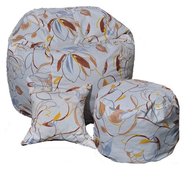 Set Fotoliu Matusalem cu Otoman (suport picioare) si Perna, Material Textil - Blossom