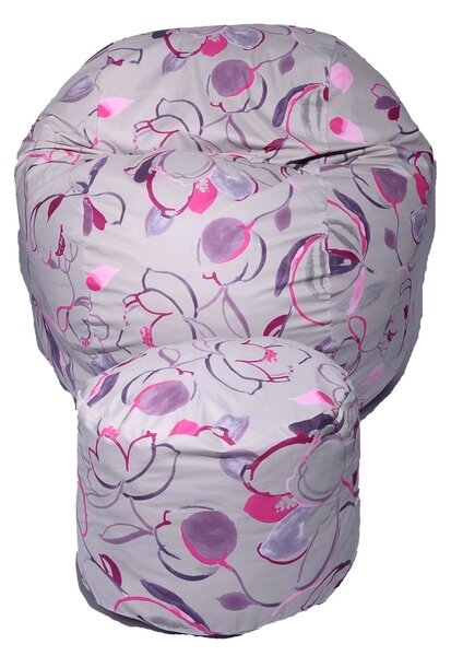 Set Fotoliu Matusalem cu Otoman (suport picioare), Material Textil - Flower Buds