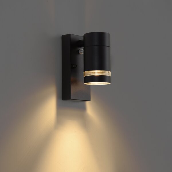 Lampă modernă de perete pentru exterior neagră IP44 cu senzor crepuscular - Ensam