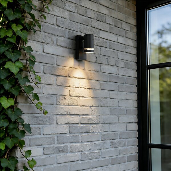 Lampă modernă de perete pentru exterior neagră IP44 cu senzor crepuscular - Ensam