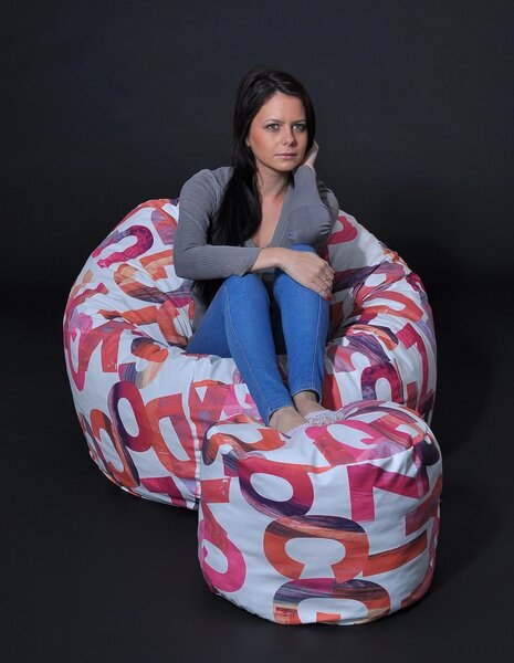 Set Fotoliu Matusalem cu Otoman (suport picioare), Material Textil - Scarlet Letters