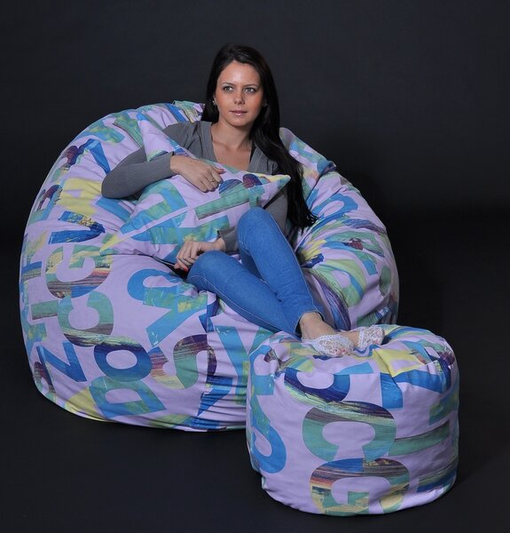Set Fotoliu King Size cu Otoman (suport picioare) si Perna, Material Textil - Serenity