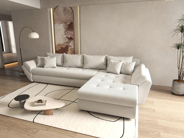 Colțar extensibil dumonde cu ladă de depozitare Loana XL Zoom Cream II 335x185 cm