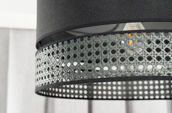 Lustră pe cablu DOUBLE Duolla RATTAN 1xE27/15W/230V d. 40 cm negru