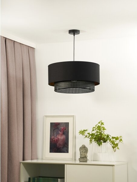 Lustră pe cablu BOHO Duolla RATTAN 1xE27/15W/230V d. 45 cm negru