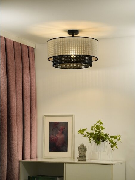 Lustră aplicată RATTAN Duolla YUTE 1xE27/15W/230V d. 45 cm crem/negru