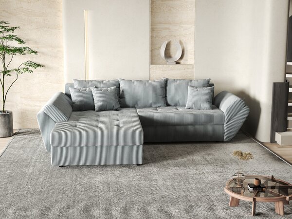 Colțar extensibil dumonde cu ladă de depozitare Loana Zoom Grey 270x185 cm