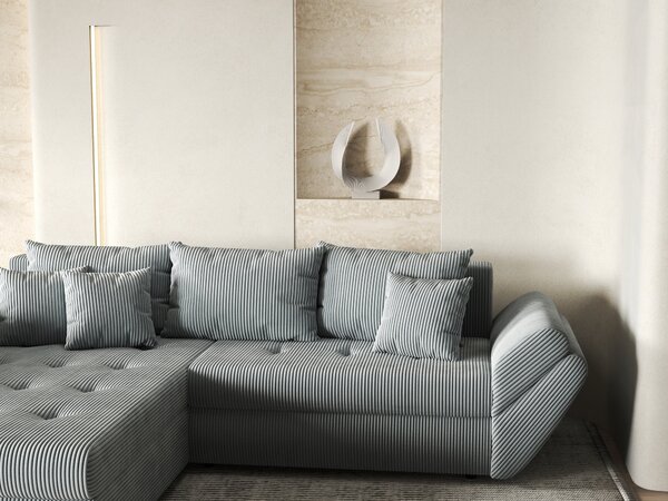 Colțar extensibil dumonde cu ladă de depozitare Loana Zoom Grey 270x185 cm
