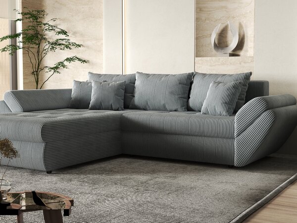 Colțar extensibil dumonde cu ladă de depozitare Loana Zoom Grey 270x185 cm