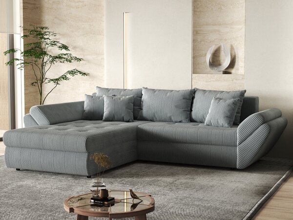 Colțar extensibil dumonde cu ladă de depozitare Loana Zoom Grey 270x185 cm