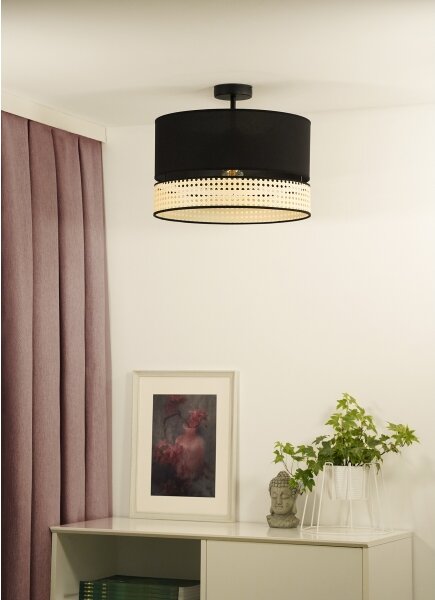Lustră aplicată DOUBLE Duolla RATTAN 1xE27/15W/230V d. 40 cm negru/bej
