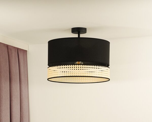 Lustră aplicată DOUBLE Duolla RATTAN 1xE27/15W/230V d. 40 cm negru/bej