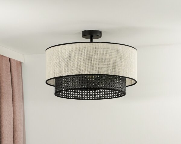 Lustră aplicată RATTAN Duolla YUTE 1xE27/15W/230V d. 45 cm crem/negru