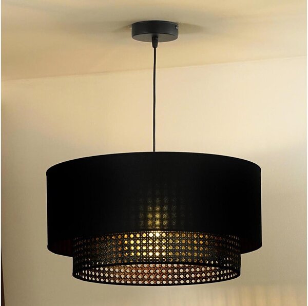 Lustră pe cablu BOHO Duolla RATTAN 1xE27/15W/230V d. 45 cm negru