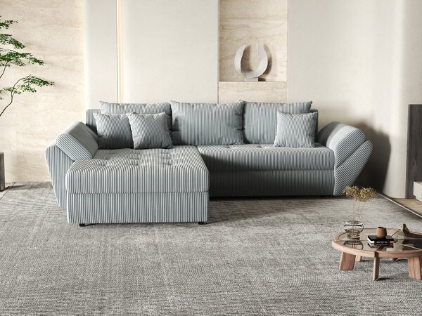 Colțar extensibil dumonde cu ladă de depozitare Loana Zoom Grey 270x185 cm