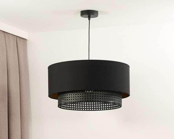 Lustră pe cablu BOHO Duolla RATTAN 1xE27/15W/230V d. 45 cm negru