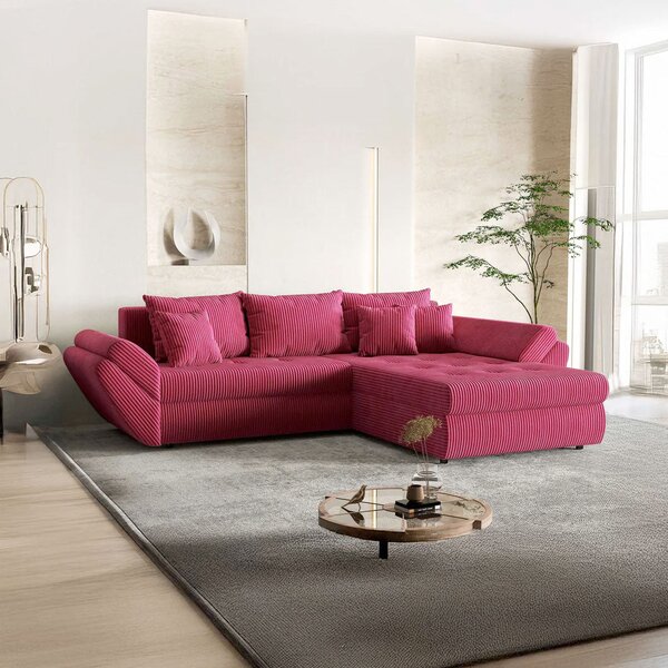 Colțar extensibil dumonde cu ladă de depozitare Loana Zoom Red II 270x185 cm