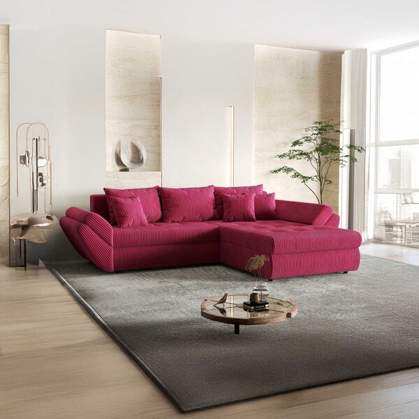 Colțar extensibil dumonde cu ladă de depozitare Loana Zoom Red II 270x185 cm