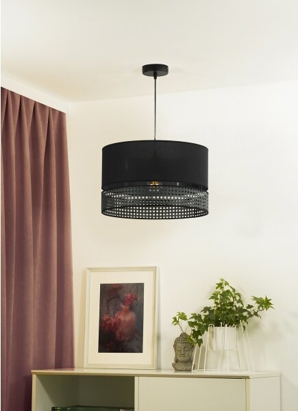 Lustră pe cablu DOUBLE Duolla RATTAN 1xE27/15W/230V d. 40 cm negru