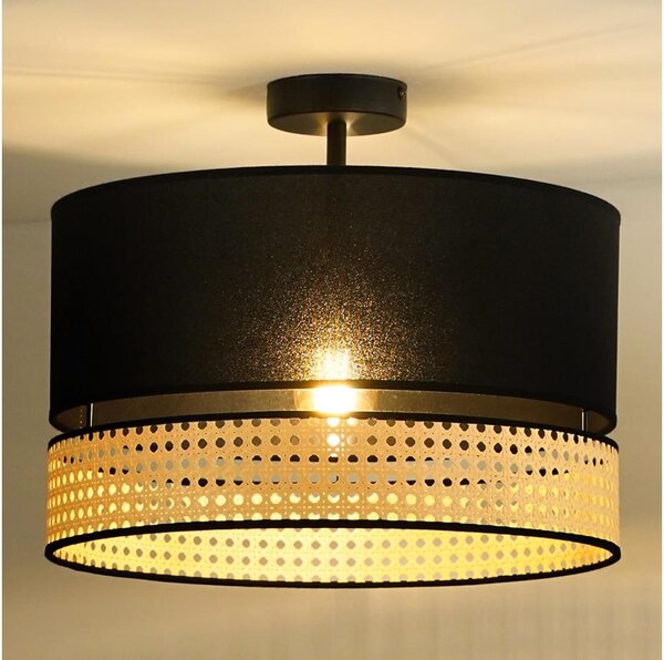 Lustră aplicată DOUBLE Duolla RATTAN 1xE27/15W/230V d. 40 cm negru/bej