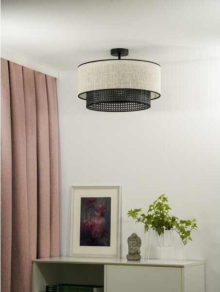 Lustră aplicată RATTAN Duolla YUTE 1xE27/15W/230V d. 45 cm crem/negru