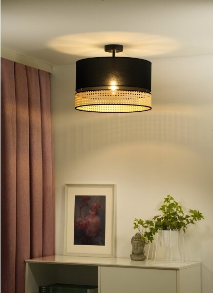 Lustră aplicată DOUBLE Duolla RATTAN 1xE27/15W/230V d. 40 cm negru/bej