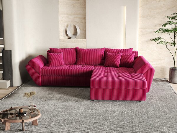 Colțar extensibil dumonde cu ladă de depozitare Loana Zoom Red II 270x185 cm