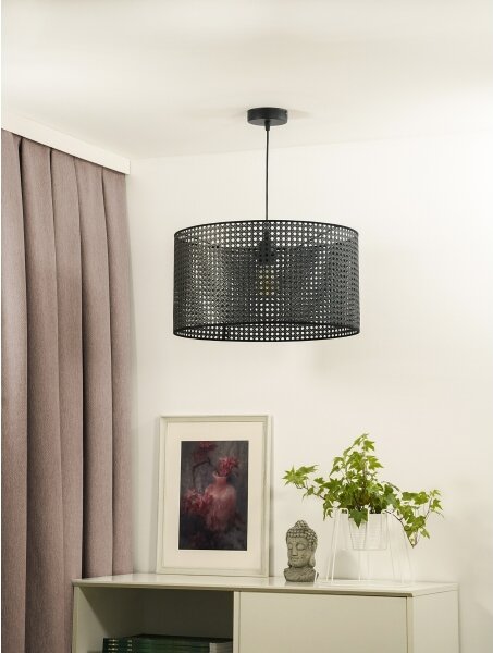 Lustră pe cablu ROLLER Duolla RATTAN 1xE27/15W/230V d. 45 cm negru