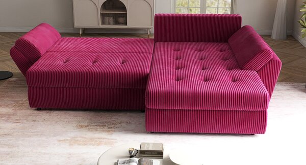 Colțar extensibil dumonde cu ladă de depozitare Loana Zoom Red II 270x185 cm