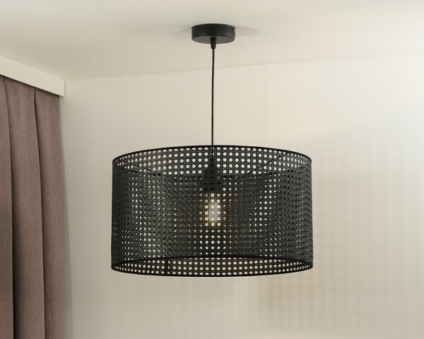 Lustră pe cablu ROLLER Duolla RATTAN 1xE27/15W/230V d. 45 cm negru