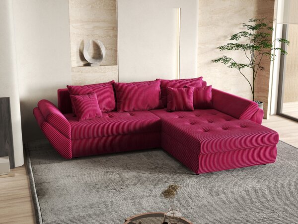 Colțar extensibil dumonde cu ladă de depozitare Loana Zoom Red II 270x185 cm