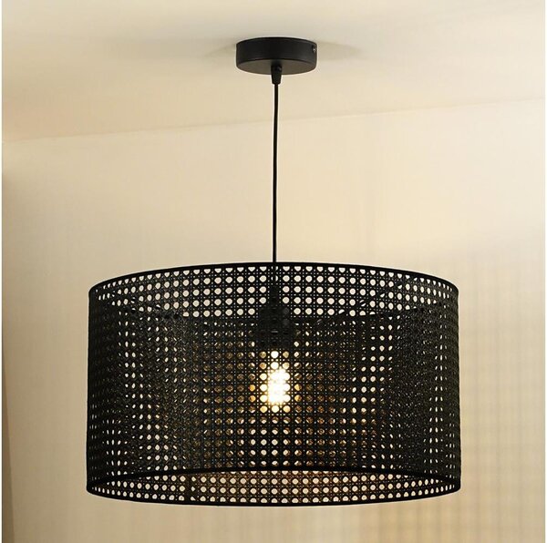 Lustră pe cablu ROLLER Duolla RATTAN 1xE27/15W/230V d. 45 cm negru