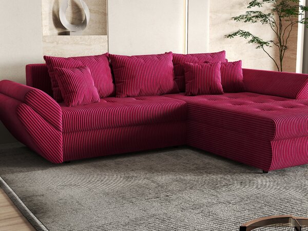Colțar extensibil dumonde cu ladă de depozitare Loana Zoom Red II 270x185 cm