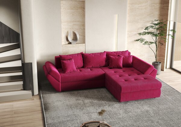 Colțar extensibil dumonde cu ladă de depozitare Loana Zoom Red II 270x185 cm