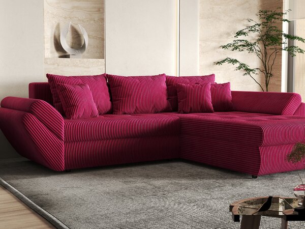 Colțar extensibil dumonde cu ladă de depozitare Loana Zoom Red II 270x185 cm