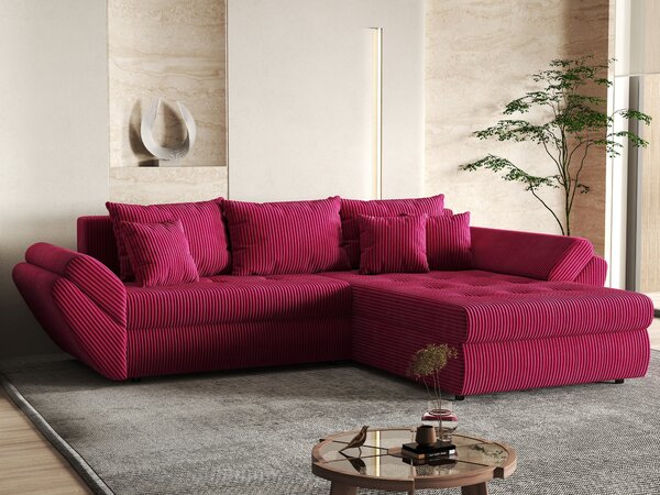 Colțar extensibil dumonde cu ladă de depozitare Loana Zoom Red II 270x185 cm