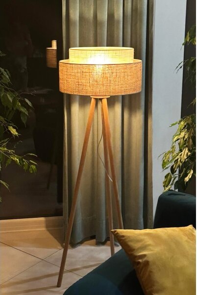 Lampadar YUTE Duolla BOHO 1xE27/15W/230V d. 45 cm maro/crem