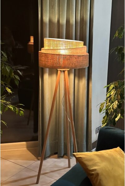 Lampadar YUTE Duolla TRIO 1xE27/15W/230V d. 45 cm maro/gri/bej