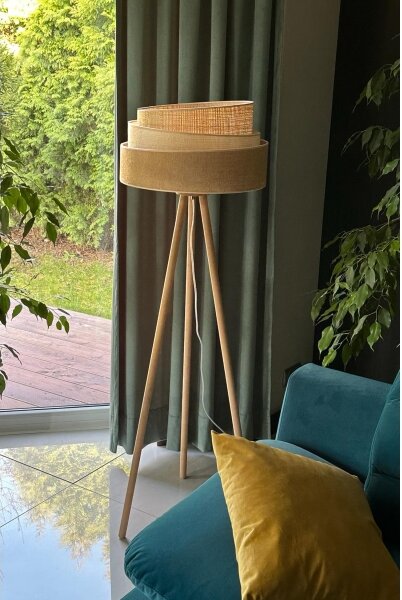 Lampadar YUTE Duolla TRIO 1xE27/15W/230V d. 45 cm maro/gri/bej
