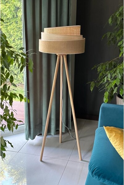 Lampadar YUTE Duolla TRIO 1xE27/15W/230V d. 45 cm maro/gri/bej